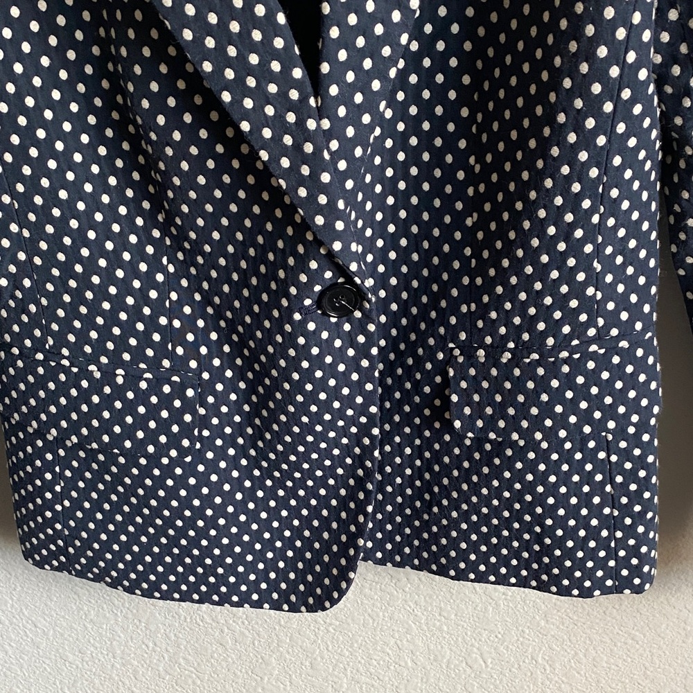 Ann Taylor Navy and White Polka Dot Blazer - Picture 4 of 14